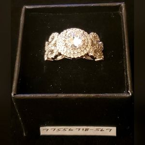 New .925 Sterling Silver  FANCY SOLITAIRE & CZ  RING